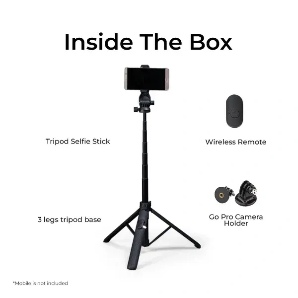 Digitek® DIGITEK (DTR-525 SS) 160 CM Aluminum Selfie Stick Tripod | 360° Head, Wireless Remote, GoPro Adapter, for Smartphone & Action Camera