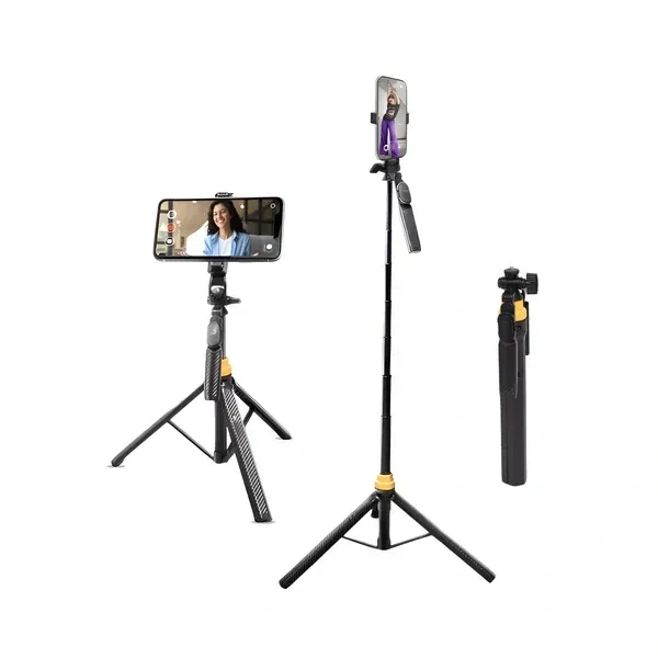 Digitek® DIGITEK (DTR-555 SS) 5.57ft Tripod Selfie Stick | 360° Rotation, Wireless Remote, 3-Leg Base | Compatible with Android, iPhone & GoPro