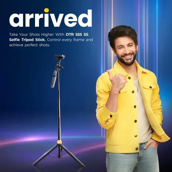 Digitek® DIGITEK (DTR-555 SS) 5.57ft Tripod Selfie Stick | 360° Rotation, Wireless Remote, 3-Leg Base | Compatible with Android, iPhone & GoPro