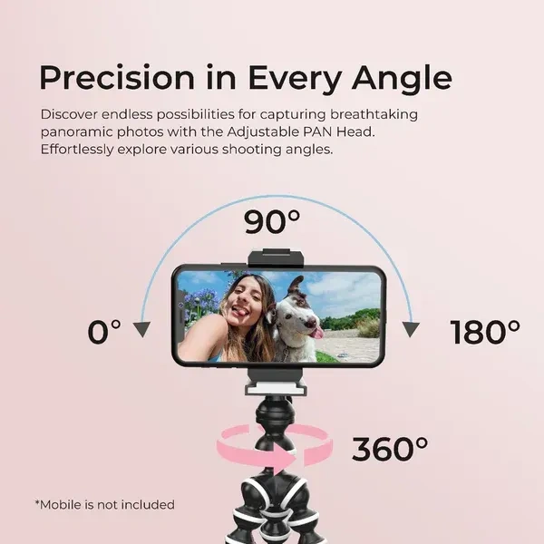 Digitek® DIGITEK® (DTR-250 GT) 24cm Flexible Gorilla Mini Tripod | 10-Section Adjustable Legs, Phone Holder, Pan Head & Strong Grip | For Smartphones & Action Cameras