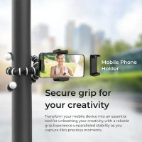 Digitek® DIGITEK® (DTR-250 GT) 24cm Flexible Gorilla Mini Tripod | 10-Section Adjustable Legs, Phone Holder, Pan Head & Strong Grip | For Smartphones & Action Cameras