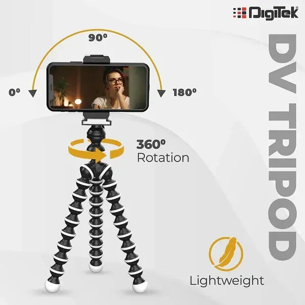 Digitek® DIGITEK® (DTR-260 GT) 33cm Gorilla Mini Tripod | Flexible Stand with Phone Mount & Remote | For Smartphones, Action Cameras & Point-and-Shoot Cameras