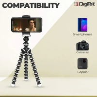 Digitek® DIGITEK® (DTR-260 GT) 33cm Gorilla Mini Tripod | Flexible Stand with Phone Mount & Remote | For Smartphones, Action Cameras & Point-and-Shoot Cameras