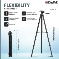 Digitek® DIGITEK (DTR 480LW) 57 Inch Lightweight Aluminum Tripod | 2kg Load | 360° Ball Head | Phone Holder & Carry Bag for DSLR & Camera