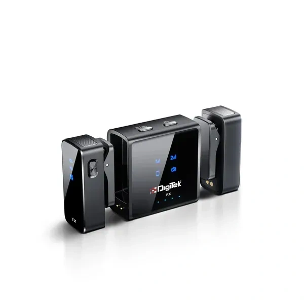 Digitek® DWM-117 2-in-1 Wireless Microphone | 70m Range, Noise Cancellation, 6Hr Battery | Type-C & Lightning Mic for Smartphone, DSLR & Vlogging