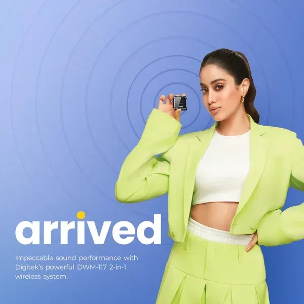 Digitek® DWM-117 2-in-1 Wireless Microphone | 70m Range, Noise Cancellation, 6Hr Battery | Type-C & Lightning Mic for Smartphone, DSLR & Vlogging