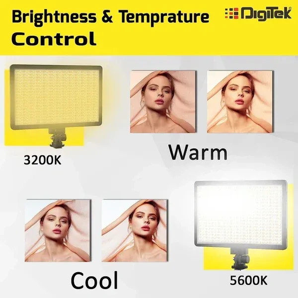 Digitek® Digitek D520WB Bi-Color LED Video Light with NP-750 Battery & Micro USB Charging (Combo)