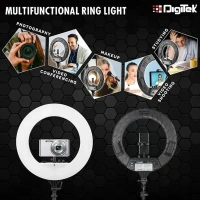 Digitek® Digitek (DRL-018H) 46cm (18") Professional LED Ring Light | 2 Color Modes, Dimmable Lighting for Photo, Video, Live Streaming, Makeup | Compatible with iPhone, Android & Cameras