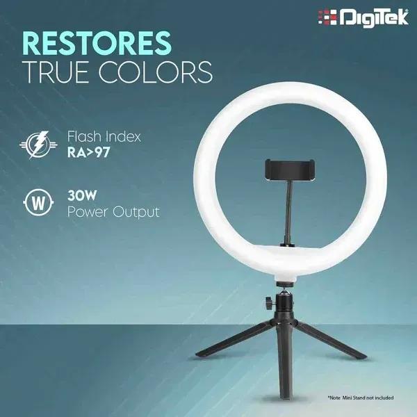 Digitek® Digitek (DRL-14) 31cm (14") Professional LED Ring Light | Dimmable Lighting for YouTube, Photo, Video, Live Streaming, Makeup & Vlogging | Compatible with iPhone & Android, Black
