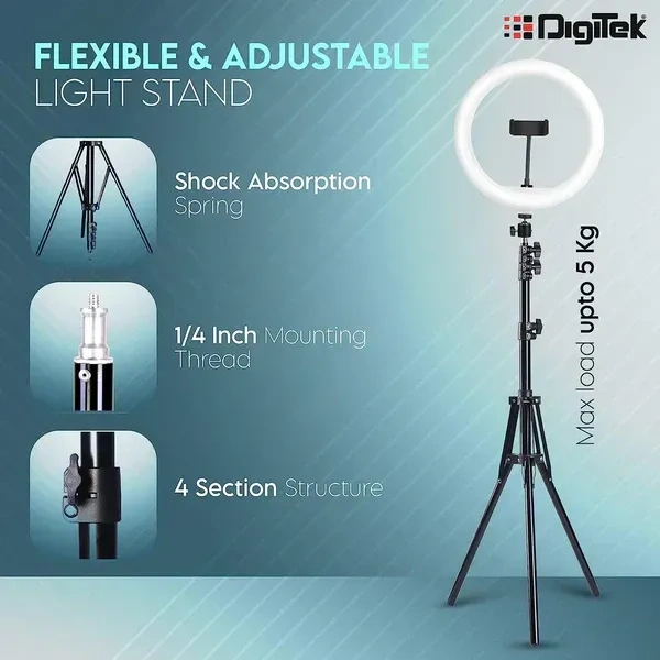 Digitek® Digitek (DRL-14C) 31cm Professional LED Ring Light with Tripod Stand | Dual Color Temperature, Dimmable Lighting for YouTube, Makeup, Live Streaming, Photography & Vlogging
