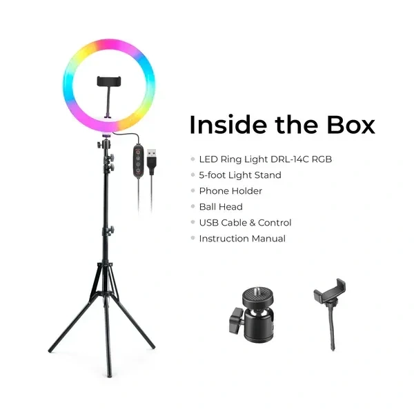 Digitek® Digitek DRL-14C RGB 31cm LED Ring Light with 5ft Stand – Ideal for Photography, Video Shoots & Content Creation