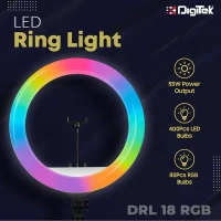 Digitek® Digitek (DRL-18 RGB) 46cm RGB LED Ring Light | Dimmable Lighting for YouTube, Photo & Video Shoot, Live Stream, Makeup & Vlogging | Compatible with iPhone, Android & Cameras