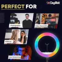 Digitek® Digitek (DRL-18 RGB) 46cm RGB LED Ring Light | Dimmable Lighting for YouTube, Photo & Video Shoot, Live Stream, Makeup & Vlogging | Compatible with iPhone, Android & Cameras