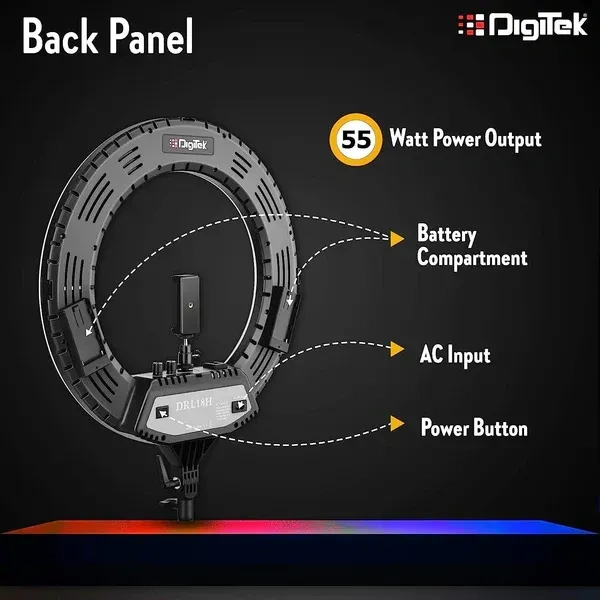 Digitek® Digitek (DRL-18H C) 46cm (18") Professional LED Ring Light with Stand | Dual Color Modes, Dimmable Lighting for YouTube, Vlogging, Makeup & Photography