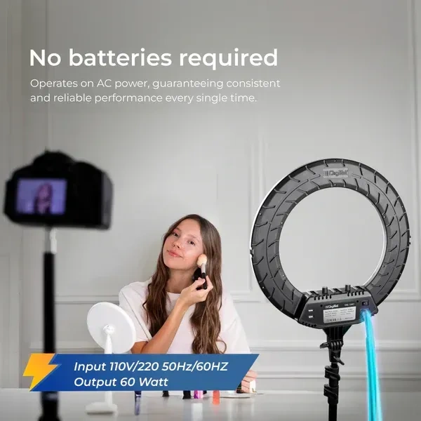 Digitek® Digitek (DRL-18RT C6) 46cm Professional LED Ring Light with Remote & 158cm Stand | AC Powered, No Shadow Apertures, Ideal for Makeup, Video, Fashion Photography & More