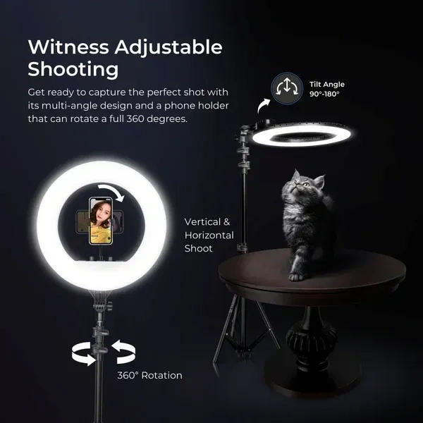 Digitek® Digitek (DRL-18RT C6) 46cm Professional LED Ring Light with Remote & 158cm Stand | AC Powered, No Shadow Apertures, Ideal for Makeup, Video, Fashion Photography & More