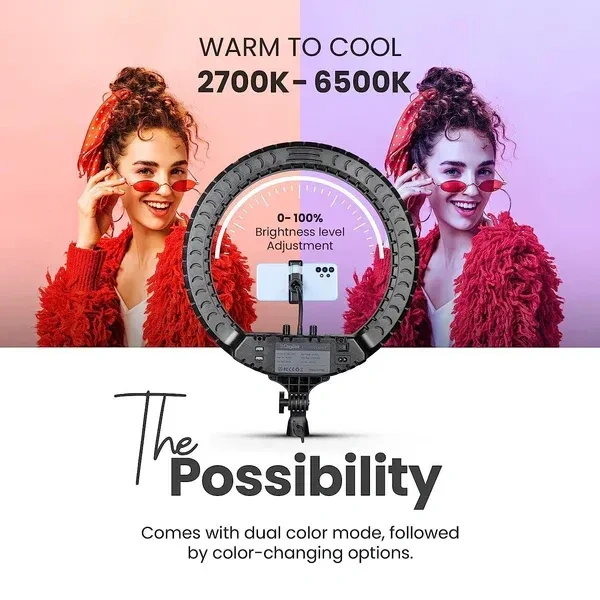 Digitek® Digitek (DRL-18RT) 46 cm Professional LED Ring Light with Remote | AC Powered, No Shadow Apertures, Ideal for Makeup, Video, Fashion Photography & More