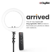 Digitek® Digitek (DRL-18RT) 46 cm Professional LED Ring Light with Remote | AC Powered, No Shadow Apertures, Ideal for Makeup, Video, Fashion Photography & More