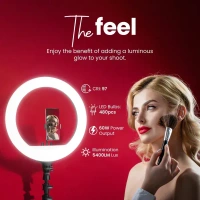 Digitek® Digitek (DRL-18RT) 46 cm Professional LED Ring Light with Remote | AC Powered, No Shadow Apertures, Ideal for Makeup, Video, Fashion Photography & More