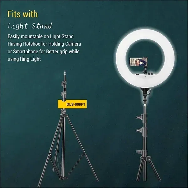 Digitek® Digitek (DRL18RT C9) 46cm Professional LED Ring Light with Remote & 250cm Stand | AC Powered, No Shadow Apertures, Ideal for Makeup, Video, Fashion Photography & More