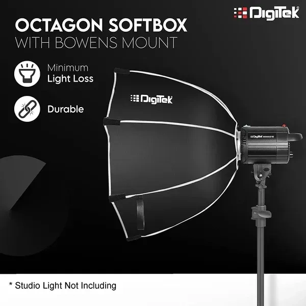 Digitek® Digitek (DSB-90 Bowens) 90CM Octagon Softbox with Bowens Mount | Lightweight & Portable | Includes Diffuser Sheets & Carry Case – Ideal for Studio, Flash & Continuous Lighting