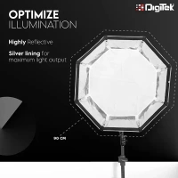 Digitek® Digitek (DSB-90 Bowens) 90CM Octagon Softbox with Bowens Mount | Lightweight & Portable | Includes Diffuser Sheets & Carry Case – Ideal for Studio, Flash & Continuous Lighting