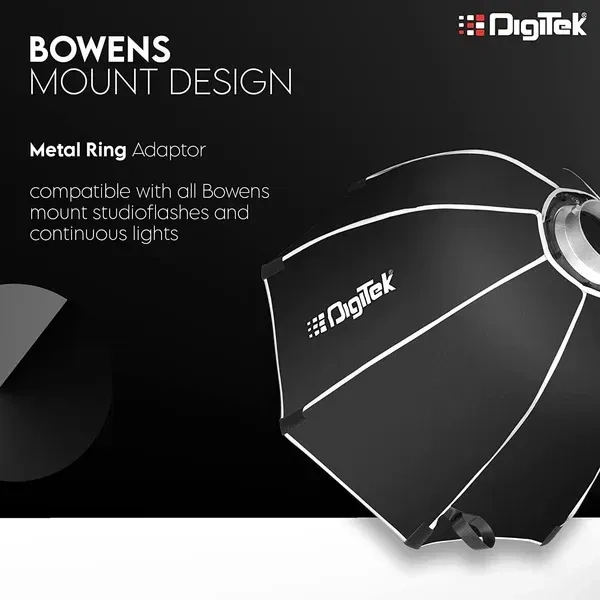 Digitek® Digitek (DSB-90 Bowens) 90CM Octagon Softbox with Bowens Mount | Lightweight & Portable | Includes Diffuser Sheets & Carry Case – Ideal for Studio, Flash & Continuous Lighting