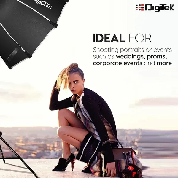 Digitek® Digitek (DSB-90 Bowens) 90CM Octagon Softbox with Bowens Mount | Lightweight & Portable | Includes Diffuser Sheets & Carry Case – Ideal for Studio, Flash & Continuous Lighting