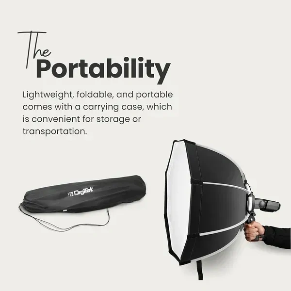 Digitek® Digitek (DSBH-065) 65cm Portable Softbox with S2 Type Bracket & Dual Diffuser Sheets | Lightweight, Foldable Softbox Kit with Carry Case | Compatible with All Flash Speedlight