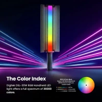 Digitek® Digitek (DSL-30W RGB) Portable Handheld RGB LED Light Wand with Grid, Diffuser & Barn Door | 5200mAh Built-in Battery | Adjustable RGB Lighting