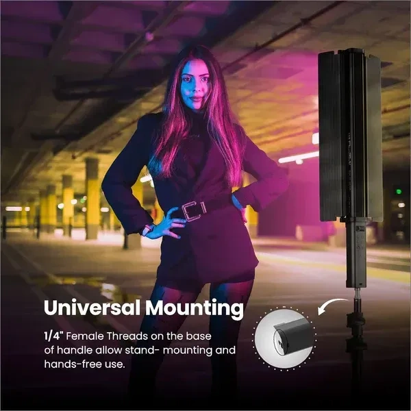 Digitek® Digitek (DSL-30W RGB) Portable Handheld RGB LED Light Wand with Grid, Diffuser & Barn Door | 5200mAh Built-in Battery | Adjustable RGB Lighting