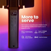 Digitek® Digitek (DSL-30W RGB) Portable Handheld RGB LED Light Wand with Grid, Diffuser & Barn Door | 5200mAh Built-in Battery | Adjustable RGB Lighting