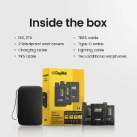 Digitek® DWM 104 Wireless Microphone System – 2 Transmitters & 1 Receiver, TFT Display, 150m Range, 10-Hour Runtime, Noise Cancellation, Low Cut, Mono/Stereo Output, 3.5mm Interface