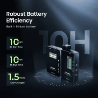 Digitek® DWM 104 Wireless Microphone System – 2 Transmitters & 1 Receiver, TFT Display, 150m Range, 10-Hour Runtime, Noise Cancellation, Low Cut, Mono/Stereo Output, 3.5mm Interface