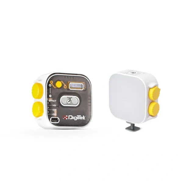 Digitek® Digitek (LED-D10W) RGB LED Video Light | 360° Full Color Portable Camera Light with 3 Cold Shoe Mounts, 2000mAh Battery, CRI 95+, 2500–9000K Dimmable Magnetic Panel