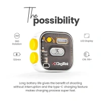 Digitek® Digitek (LED-D10W) RGB LED Video Light | 360° Full Color Portable Camera Light with 3 Cold Shoe Mounts, 2000mAh Battery, CRI 95+, 2500–9000K Dimmable Magnetic Panel