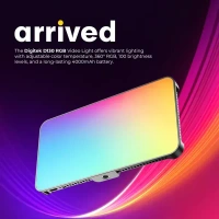 Digitek® Digitek LED-D130 RGB 12W Portable Video Light | 130 LEDs, 2500–9900K, 4000mAh Battery, 21 FX Modes, HSI 360°, Adjustable Brightness
