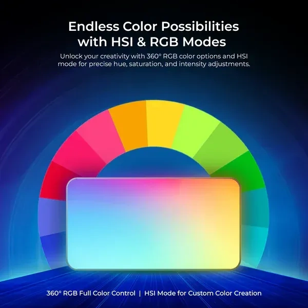 Digitek® Digitek LED-D130 RGB 12W Portable Video Light | 130 LEDs, 2500–9900K, 4000mAh Battery, 21 FX Modes, HSI 360°, Adjustable Brightness