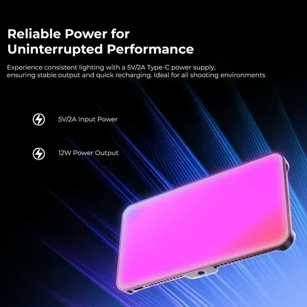 Digitek® Digitek LED-D130 RGB 12W Portable Video Light | 130 LEDs, 2500–9900K, 4000mAh Battery, 21 FX Modes, HSI 360°, Adjustable Brightness