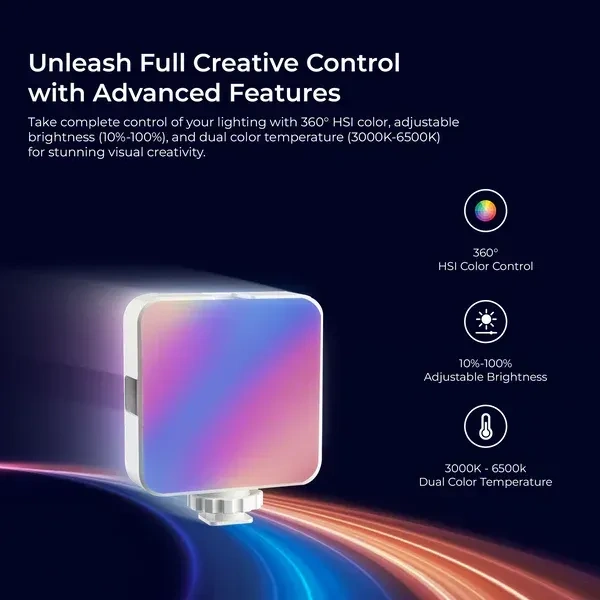 Digitek® Digitek (LED-D6W RGB) Portable Mini RGB LED Video Light | 360° HSI, 3000K–6000K, 9 FX Modes, 8-Level Brightness, Built-in Battery, Type-C Charging for Photography & Video Shoots