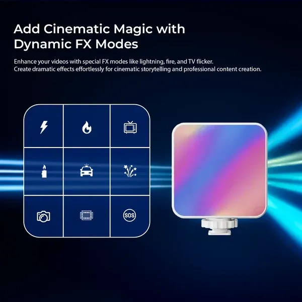 Digitek® Digitek (LED-D6W RGB) Portable Mini RGB LED Video Light | 360° HSI, 3000K–6000K, 9 FX Modes, 8-Level Brightness, Built-in Battery, Type-C Charging for Photography & Video Shoots