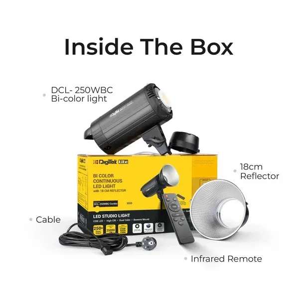 Digitek® Digitek Lite (DCL-250 WBC) Combo Bi-Color Continuous LED Light | Power-Saving, Eco-Friendly | Ideal for Small Production Photography & Video Shoot