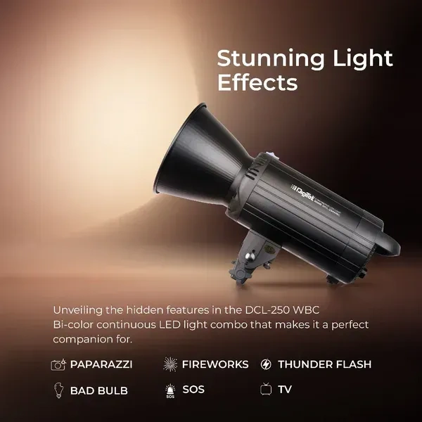 Digitek® Digitek Lite (DCL-250 WBC) Combo Bi-Color Continuous LED Light | Power-Saving, Eco-Friendly | Ideal for Small Production Photography & Video Shoot