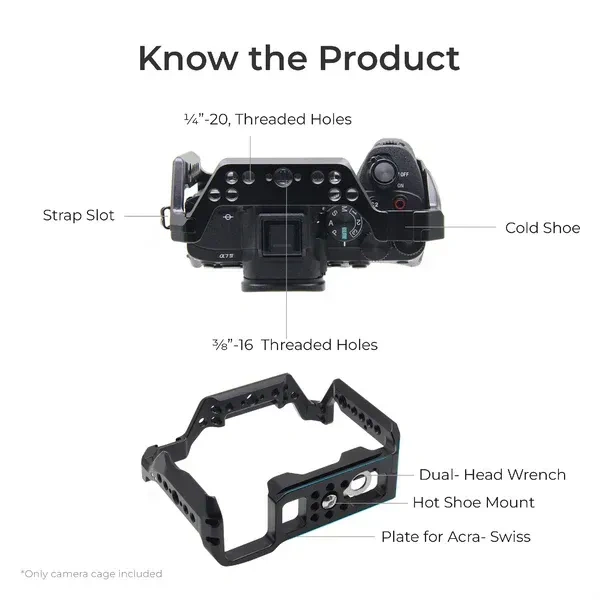 Digitek® Digitek Professional Camera Cage (S) for Sony A7 M4/R4/R4A/S3/A1 – Lightweight Aluminum Cage with HDMI Clamp & Quick Tripod Mount