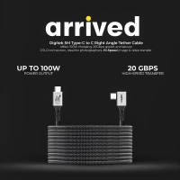 Digitek® 5M Type-C to Type-C Right Angle Tethering Cable | 100W PD | 20Gbps Data | Nylon Braided for Photography & Videography
