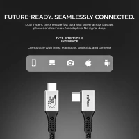 Digitek® 5M Type-C to Type-C Right Angle Tethering Cable | 100W PD | 20Gbps Data | Nylon Braided for Photography & Videography