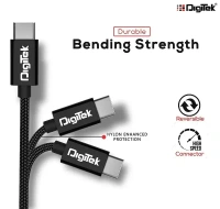 Digitek® DC-1M C NBBLK Platinum Nylon Braided USB Type-C Cable – 1M, Rapid Charge & Data Sync, Black