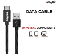 Digitek® DC-1M C NBBLK Platinum Nylon Braided USB Type-C Cable – 1M, Rapid Charge & Data Sync, Black