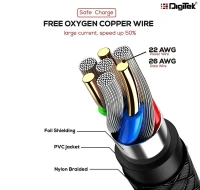 Digitek® DC-1M MU NB Platinum Nylon Braided Micro USB Cable – 1M, Black, Rapid Charge & Data Sync