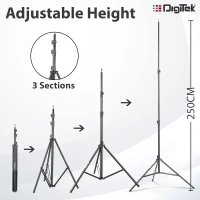 Digitek® Digitek (DLS-009 FTK) 9ft Aluminum Alloy Light Stand | Lightweight & Portable 250cm Stand for Ring Light, Flash, Softbox, Reflector & Studio Photography